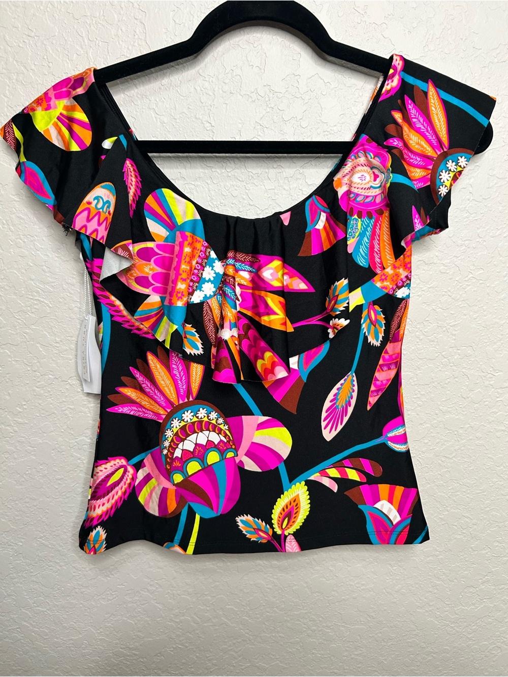 Trina Turk Swim & Spa Tropical Floral Ruffle Tankini Top Size 6 NWT - Picture 3 of 8